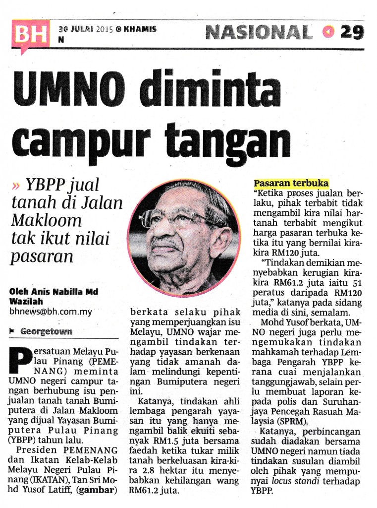 Berita Harian-30 Julai 2015