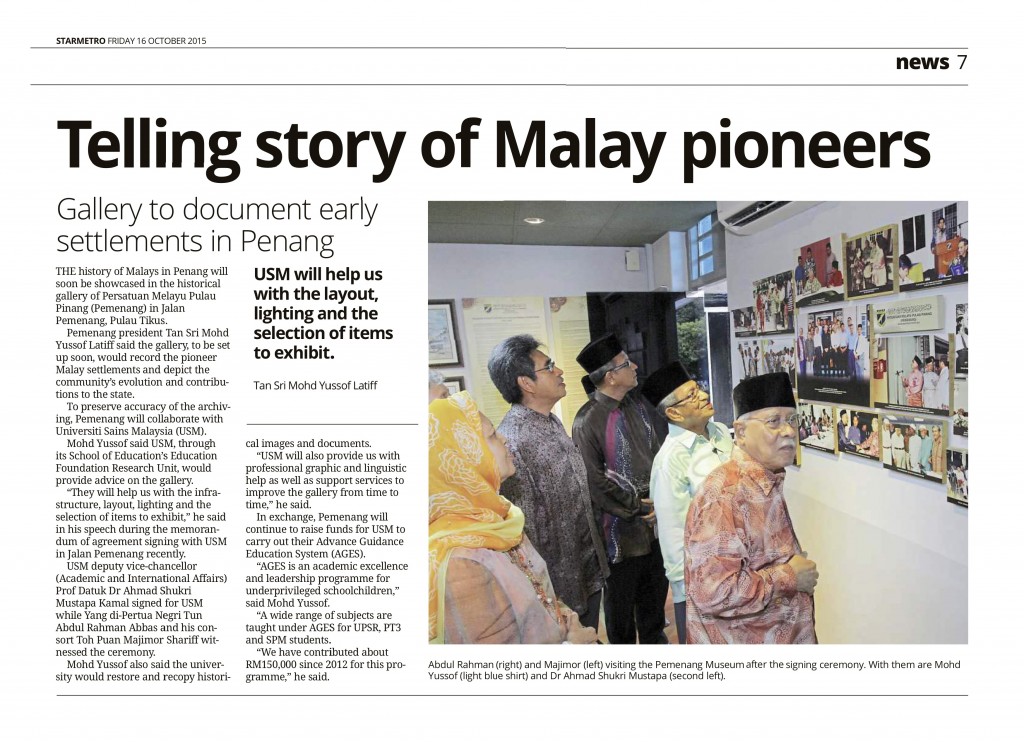 STARMETRO FRIDAY 16 OCTOBER 2015 - Telling story of Malay pioneers